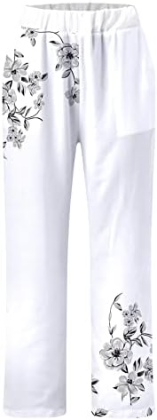 UsUming Women Linen Capris Elastični struk Capri hlače ljetne labave hlače Posteljina Plus Odjeća odjeća za prozračne hlače