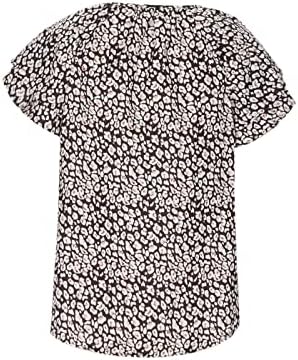Vrhovi za žene duboki v majica za tisak na vratu ljetne pamučne lanene majice majice dugih rukava i majice s gumbama dolje