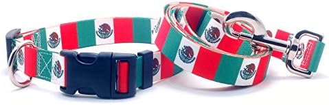 Ovratnik za pse i povodac set s zastavom u Meksiku | Izvrsno za meksičke praznike, posebne događaje, festivale, dane neovisnosti