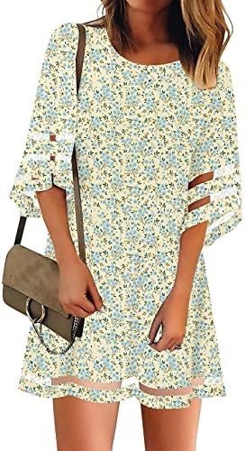 Odjeća za frkan Clubbing za žene, žene ljeto ležerna haljina kratkih rukava vintage cvjetna tiskana haljina za plaž