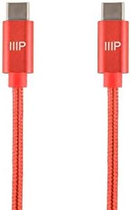 Kabel Monoprice USB 2.0 Type-C za punjenje i sinkronizaciju Type-C od najlona оплеткой - 1,5 ft - Crvena, do 3 Ampera /60