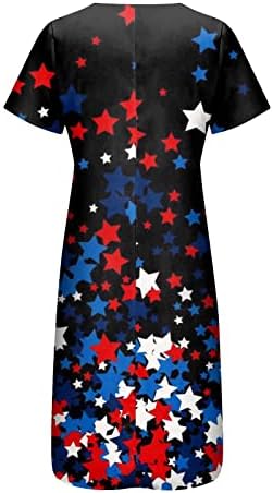 Ayaso Ljetne haljine za žene 2023 dugi rukav v vrat maxi haljina Dan neovisnosti Dan Print džepova casual plaža