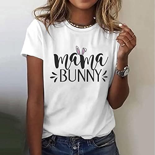 Ženski ljetni vrhovi Uskrsni ženski posada kratkih rukava vrat zečji zečji majica s tiskanom majicom gornje ležerne vitke