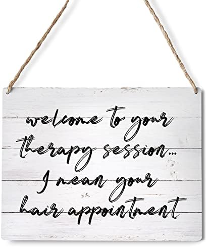 Smiješni frizerski salon znakovi zidni dekor drvena ploča Dobrodošli na vašu terapiju sesiju drveni viseći znakovi ukras