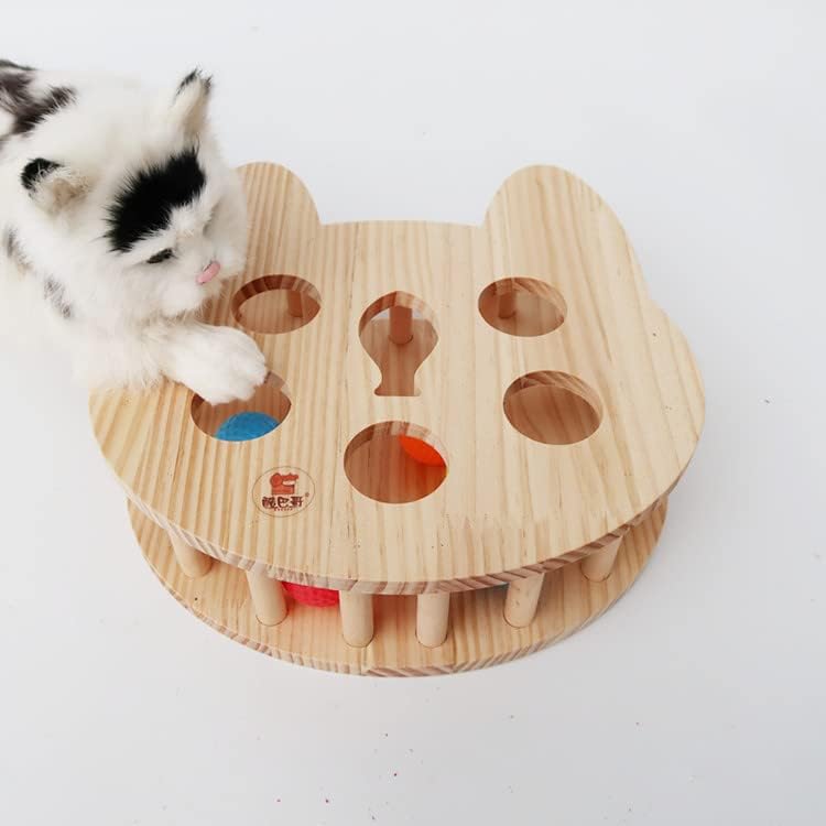 Litewoo mačji njegujući drveni češalj i mačka interaktivna kuglica drvena kutija c igračka c