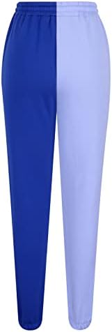 Ženski colorblock trenerkatni elastični elastični visoki struk trčanje joggers hlače casual strugača hlača s džepom