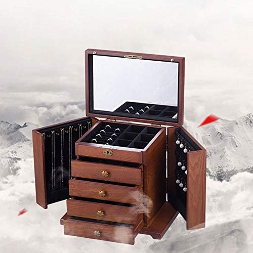 Kutija za nakit kutija za nakit od drva kutija za odlaganje nakita s ladicom metalna brava velikog kapaciteta univerzalni