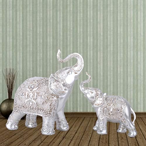 Podvezdati 2pcs majka i dječji slon figurice kipa Skulptura za životinje urede ukrasi za kućni stol srebra