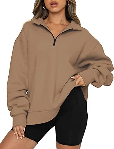 Ženska dukvica na pola zatvarača pulover labava fit plus size kapci rame dugih rukava Slatki pola pukovnjaka za zatvarači