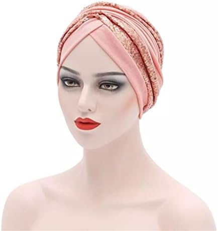 Xxxdxdp modne šljokice glavorozni poklopac uvijena turban kapica za lady ručno izrađenu glavu soild color color women omote