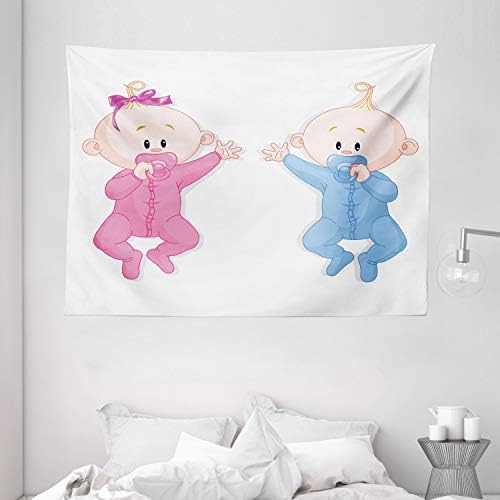 Ambasonne Spol otkrivaju tapiseriju, bebe lažu i drže pakičari mališani djetinjstvo, široki zid viseći za spavaću sobu za