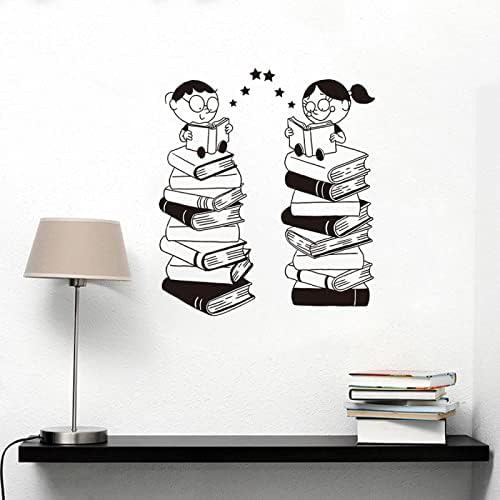 RTYUIHN CARTOUN KARKA Djeca koja čitaju knjige zidne naljepnice Biblioteka Velika knjiga Djeca na zid naljepnice Spavaća