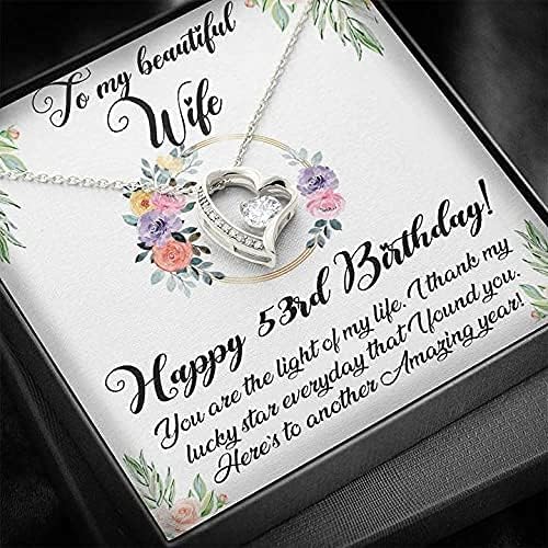 Nakit s porukama, ručno izrađena ogrlica - Forever Love Ogrlica, Happy 53. rođendanska ogrlica za ženu, 53. rođendan za žene,