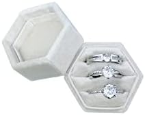 Šesterokutna Baršunasta kutija za prstenje - vrhunska ručno izrađena Antikna kutija s 3 utora za mali prsten za svadbenu
