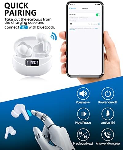 EUMSPO bežični uši Bluetooth v5.1 Earbuds 35H Playtime Stereo zvuk In-Ear Bluetooth slušalice vodootporne kontrole dodira