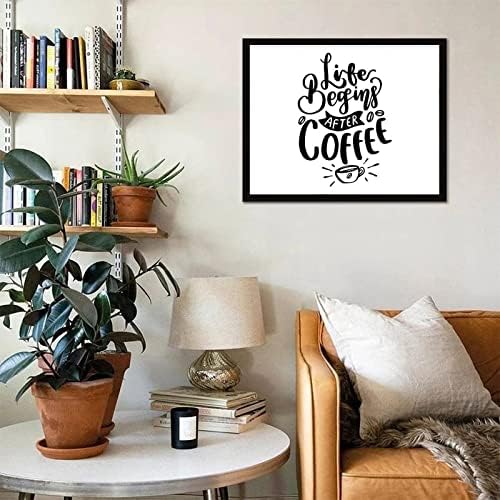 Alioyoit Pismo stihovi Vintage Wood okvir za slike Pozitivno izreka kava kava započinje iz okvira kofee okvir Wood Signs