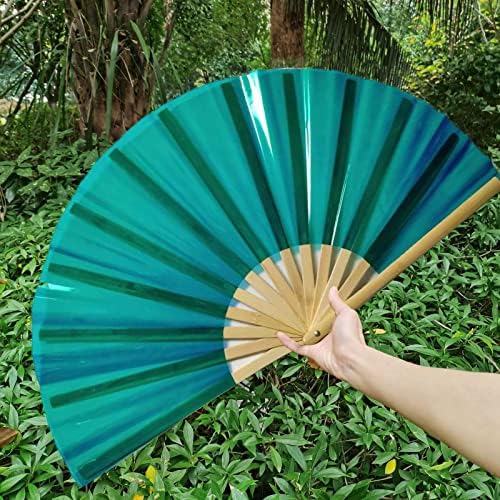 Veliki sjajni savijanje ručnog ventilatora, veliki sklopivi ručni ventilator, Clack Handheld Fan za zabavu, bambus i najlonsko-cloth