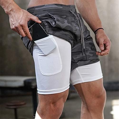 Muške kratke hlače za trčanje od 2 u 1 za vježbanje u teretani, kompresijske uske kratke hlače s džepovima