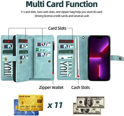 Torbica-novčanik QIXIU za iPhone 12, multifunkcionalni magnetski odvojiva torbica-novčanik iPhone 12 Pro 2 u 1, izdržljiv