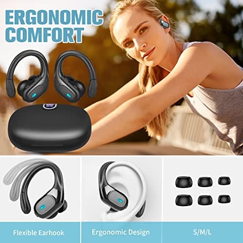 Bežični uši, Bluetooth slušalice prekomjerne bežične slušalice s ušima s punjenjem kućišta LED zaslon baterije, vodootporne