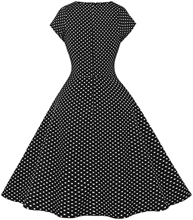 Ljetne haljine za žene 2023. Elegantni stil s kratkim rukavima stil ruširane točke iz 1950 -ih Midi Sun Sun Sun