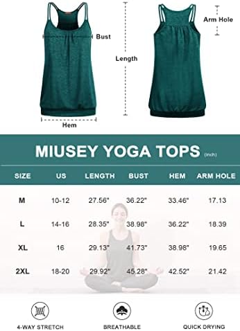 Miusey Womens joga tenkovske vrhove labave fit Spaghetti naramenice zavoja dna košulje za vježbanje