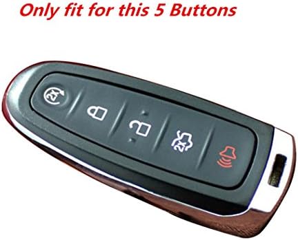 WFMJ 1x Sky Blue Silikonski poklopac ključa 1x Sky Blue Keyring 5 gumbi Pametni poklopac lanca udaljenog ključa za Ford Edge