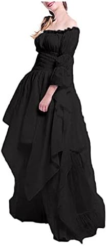 Gotička Haljina ženska labava s rukavima trube retro haljina za igranje dugih rukava elegantna večernja klupska haljina Maksi