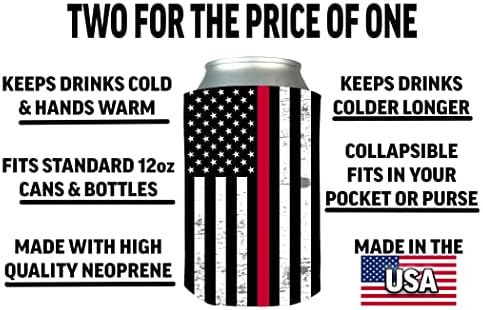 Tanka crvena linija zastava koja se može srušiti pivo pivo može pića hladnjaci za hladnjake 2 pakirati poklon za vatrogasac