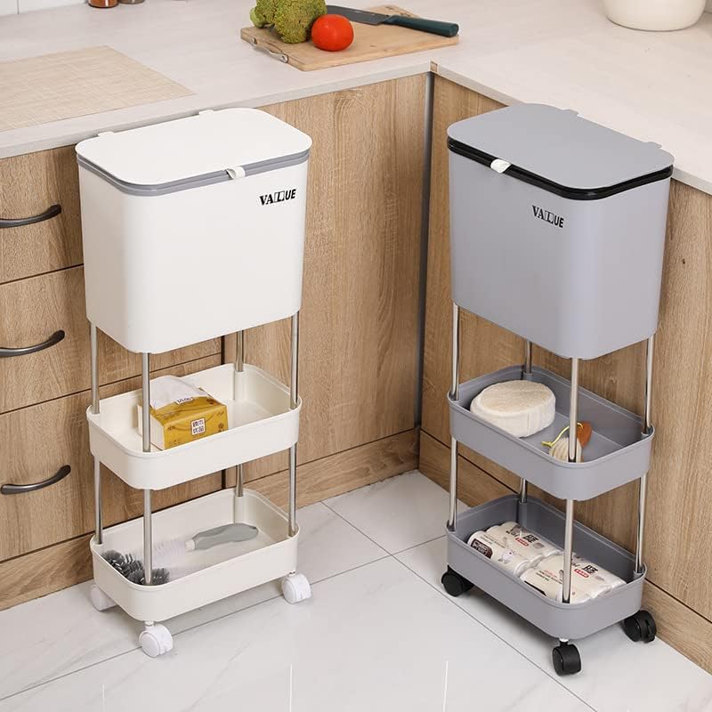 Kuhinjska višeslojna klasifikacijska kanta za smeće velikog kapaciteta s poklopcem i remenicom za odvajanje suhog i mokrog