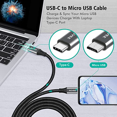 AGVEE 2 Pack 6-noga USB kabel-C OTG na Micro USB, pleteni kabel za sinkronizaciju podataka punjač, adapter za punjenje Samsung