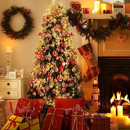 24pcs božićni kuglični ukrasi, dekoracija božićnog drvca viseće kuglice, razbijena s finim blještavim božićnim ukrasom kuglica