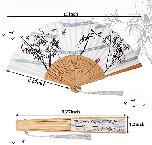 JetEc 12 komada cvjetni sklopivi ručni obožavatelji Kineski stil bambusovi fantastični ventilator vintage uzorak ručni ventilator