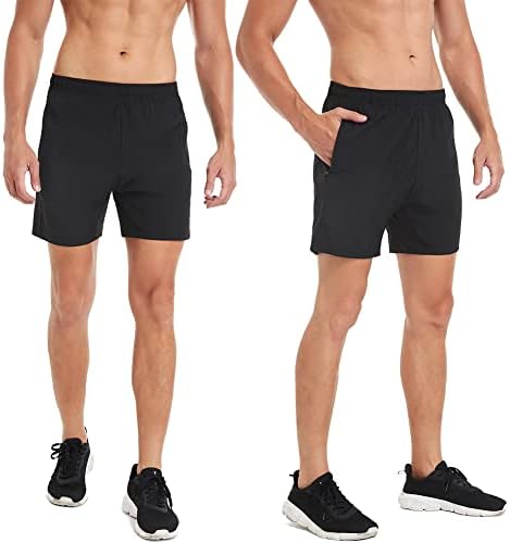 PLGUYS muških 5 atletskih kratkih kratkih hlača sa džepovima s patentnim zatvaračem 2 pakiranje lagane brze suhe treninge