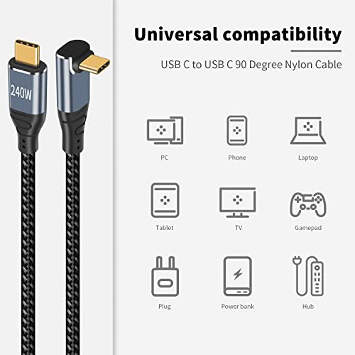 Kabel Poyiccot USB C na USB C Kabel za 90 stupnjeva, 1,5 ft Kratak USB kabel C na 90 stupnjeva, kabel PD 3.1 Type C kabel