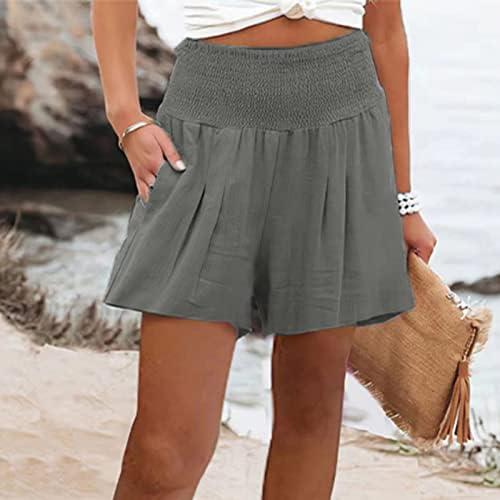 Dbylxmn plus size ženske kratke hlače casual ženke povremene ljetne elastične elastične struke udobni detalji na plaži kratke