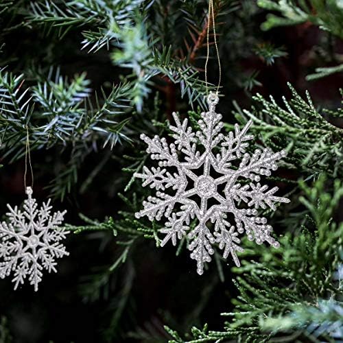 Eokeanon 36 pakiranje srebrni sjaj snježne pahuljice, plastični božićni sjaj snježne pahuljice zimske čudesne ukrase božićnog