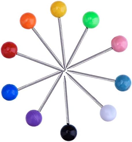 500 komada Karta Push Pins Map Taps plastične okrugle glave s čeličnim točkama, 1/8 inča, 10 boja