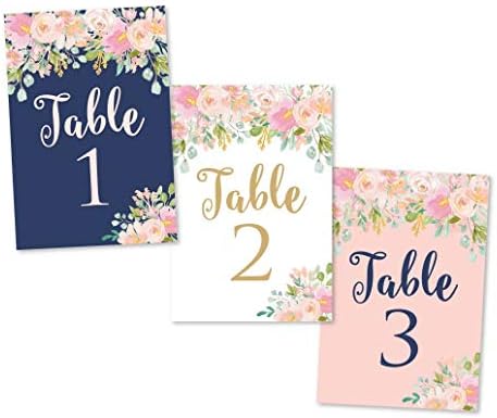 1-25 mornarički rumenilo cvjetni stol Broj dvostrani znakovi za vjenčani prijem, restoran, rođendanski događaj, kaligrafija