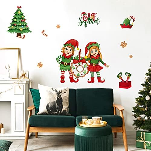 Božićni odred vilenjaka snježne pahulje Zidne naljepnice, božićno drvce Djed Mraz zimski dekor kuće spavaće sobe, 2023 božićne