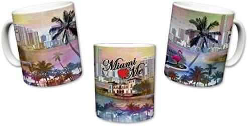 Grad Miami šalica | Keramička šalica kave | Downtown Skyline | Miami me voli fraza | Tema obale | Akcenti palme | Veliki