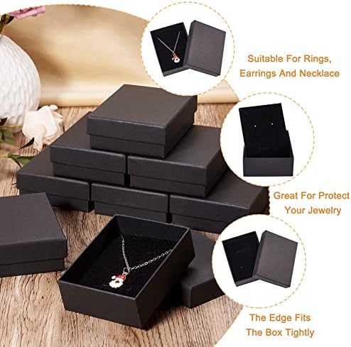 12kom crni Kraft karton punjen pamukom kutije za nakit pravokutni prsten ogrlica narukvica privjesci spužvaste kutije 3,54