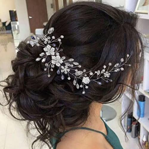 Nevjesta s rhinestones vjenčana kosa cvijet vinove loze ukras za kosu srebrna pokrivala za glavu vjenčani Dodaci za kosu