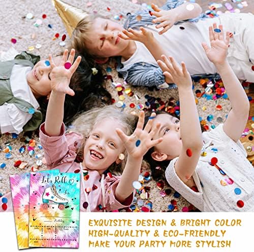 Pozivnice za rođendan s omotnicama - Pozivnica za pozivnicu za djecu s klizanjem - Tye Dye Fill -in Poziva kartice - proslava