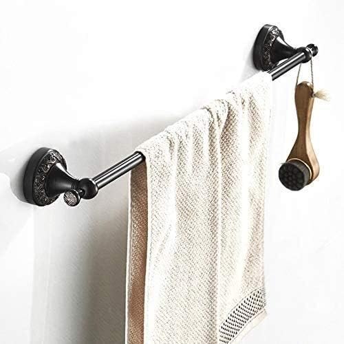 Zyhmw zidni nosač ručnika, vintage mesinganski ručnik stazi za kupaonicu/kuhinju, duljina stupa 615 mm, crna, pričvršćivanje