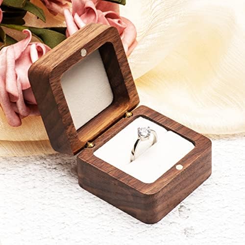 Cosisio Walnut drva zaručnički prsten poklon kutija nakit za odlaganje za prijedlog rođendan