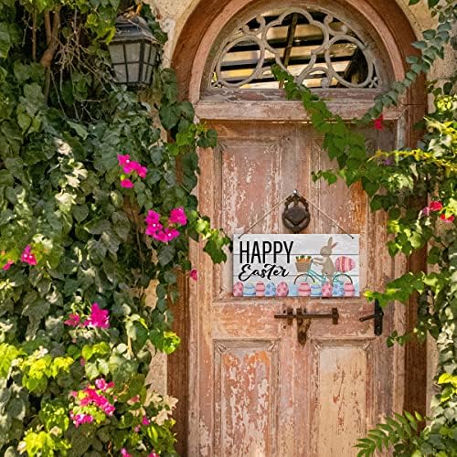 Uskrsni zidni dekor natpis, sretni Uskrs, uskršnji ukrasi za kućna vrata trijem rustikalni viseći znak proljetni dekor unutarnji