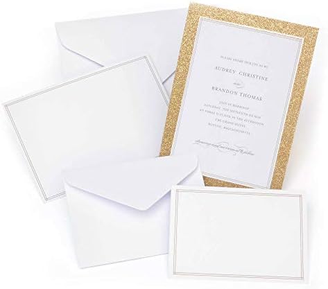 Gartner Studios Gold Glitter Tisak kod kuće komplet pozivnice za vjenčanje, bijela, 50 brojanja