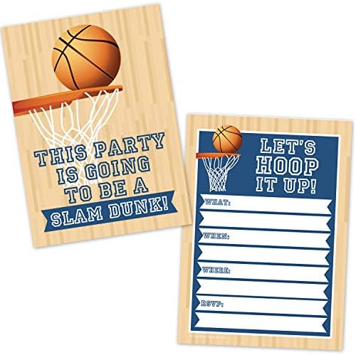 Pozivnice za košarkašku rođendansku zabavu za djecu - Dječaci za sportske košarkaške zabave - obruči Slam Dunk pozivnice