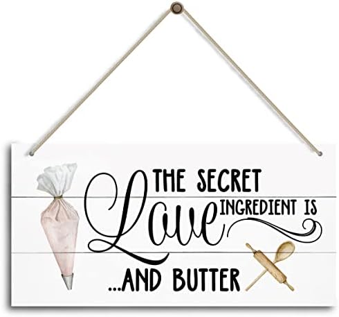 Tajni sastojak je znak ljubavi i maslaca, smiješan rustikalni dekor kuhinje za pult, kuhinjski znak seoske kuće, ukras kuhinje